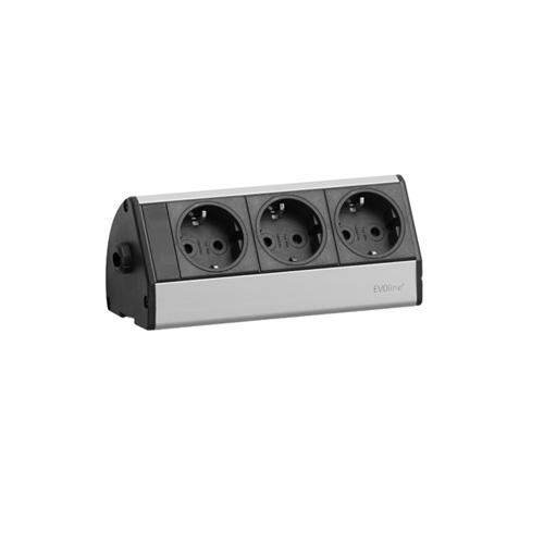 Featured image for “EVOline Dock Desk SMALL / 3x power / Silver / cable through side cover”