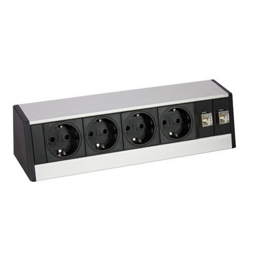 Featured image for “EVOline R-Dock DATA MEDIUM / 4x power / 2x RJ45 / no clamp / Silver”