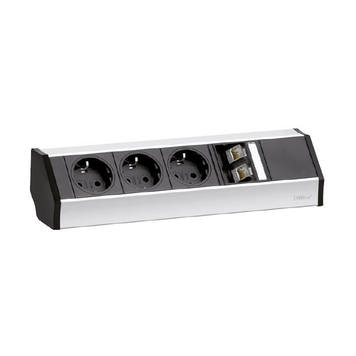 Featured image for “EVOline V-Dock DATA SMALL / 3x power socket / 2x RJ45”