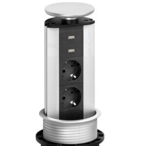 EVOline Port USB Charger / Stainless steel / 2x pop up socket / 2x USB-0 EVOline Port USB Charger / Stainless steel / 2x pop up socket / 2x USB-0