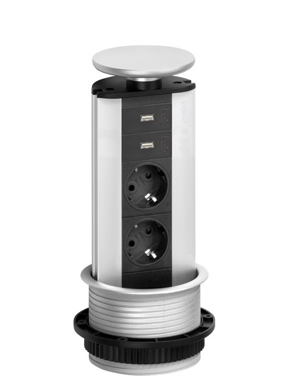 EVOline Port USB Charger / Stainless steel / 2x pop up socket / 2x USB-0