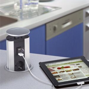 EVOline Port USB Charger / Silver / 2x pop up socket / 2x USB-1381 EVOline Port USB Charger / Silver / 2x pop up socket / 2x USB-1381