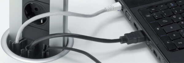 EVOline Port Cable Guide / Silver / 1x pop up socket-3096