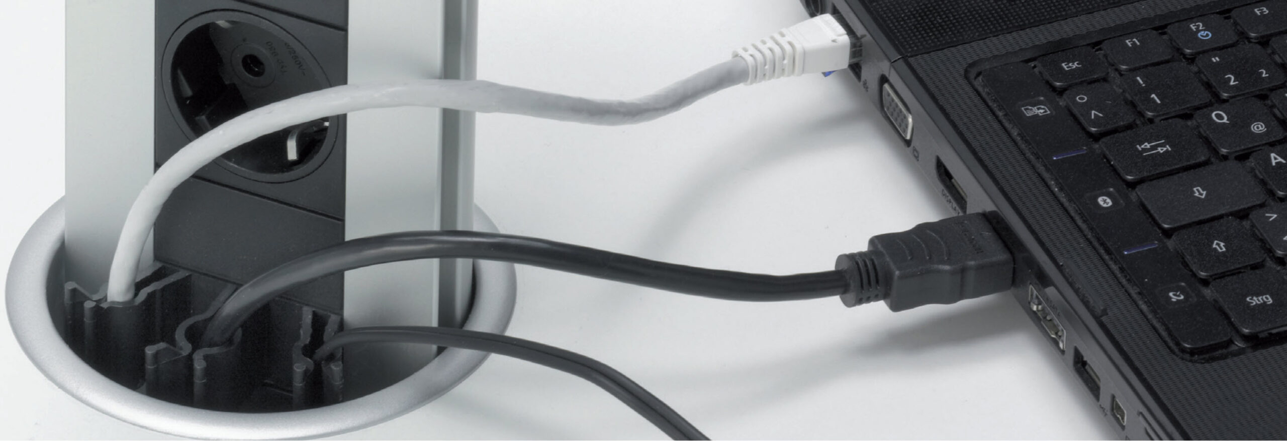 EVOline Port Cable Guide / Silver / 1x pop up socket-3096