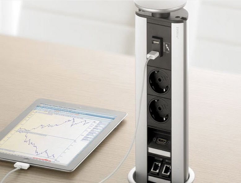 EVOline Port / Stainless steel / blue nightlight LED / 3x popup socket-1874