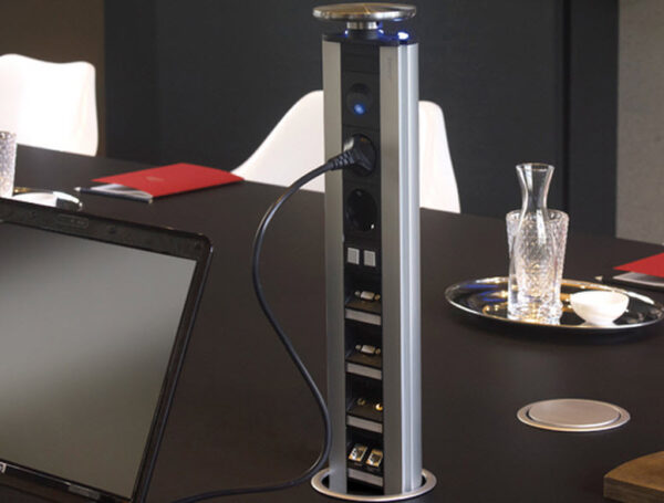 EVOline Port / Stainless steel / blue nightlight LED / 3x popup socket-1876