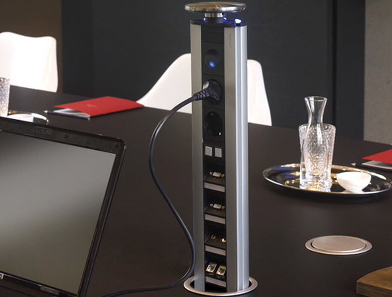 EVOline Port / Stainless steel / blue nightlight LED / 3x popup socket-1876