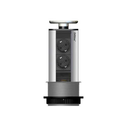 EVOline Port / MULTIMEDIA HDMI / Silver / 2x pop up socket-0