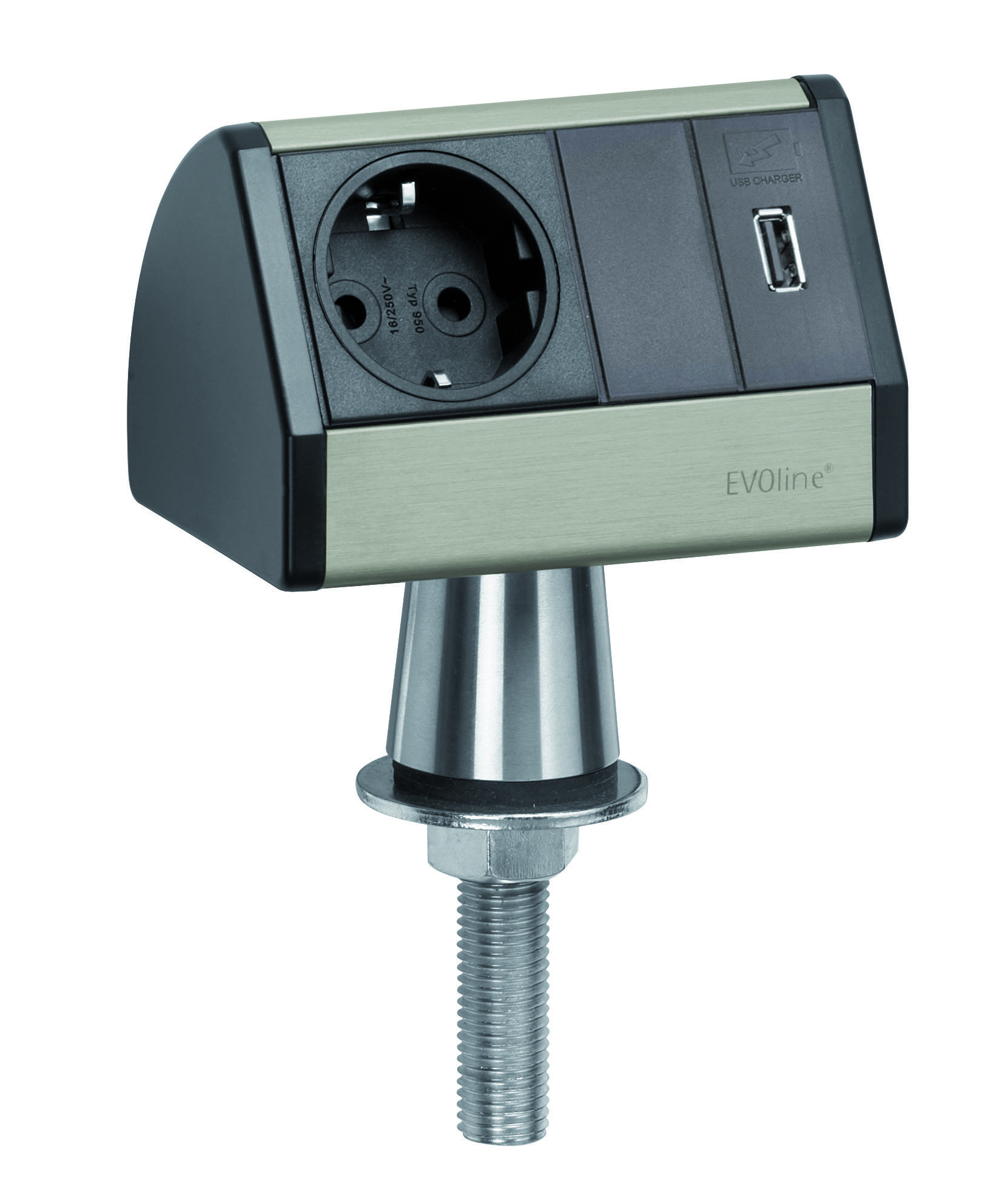 EVOline T-Dock / 1x power socket / 1x USB charger / sides color alanox-0