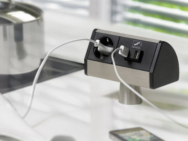 EVOline T-Dock / 1x power socket / 1x USB charger / sides color alanox-2527