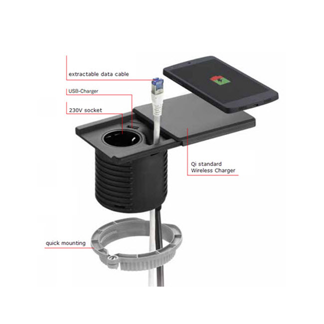EVOline Square 80 / 1x power socket / 1x USB charger / White-2651