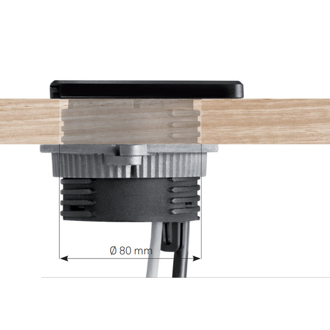 EVOline Square 80 / 1x power socket / 1x USB charger / White-2656