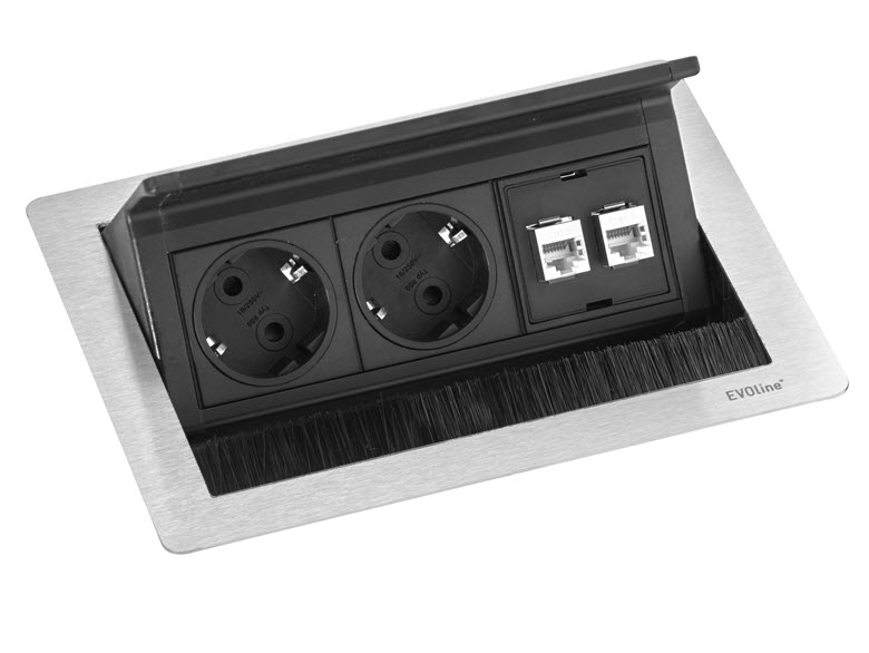 EVOline Fliptop Push Data S / Netbox 2x power socket / 2x RJ45-0
