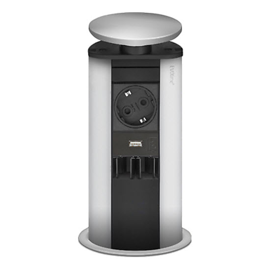 EVOline Port Cable Guide / Silver / 1x socket / 1x USB-0