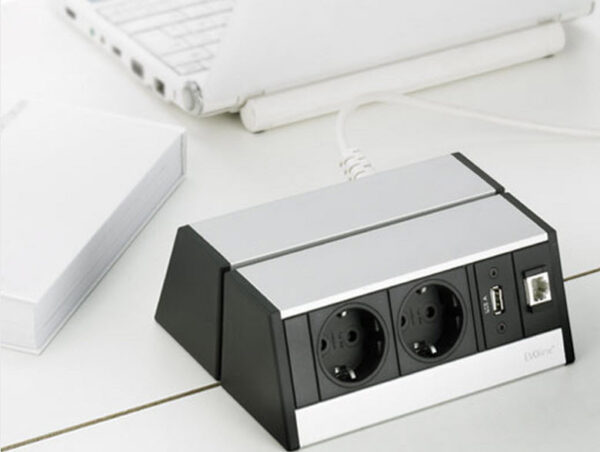 EVOline R-Dock Multimedia / 3x socket / 1x HDMI / 1x VGA / Sides Black-3161