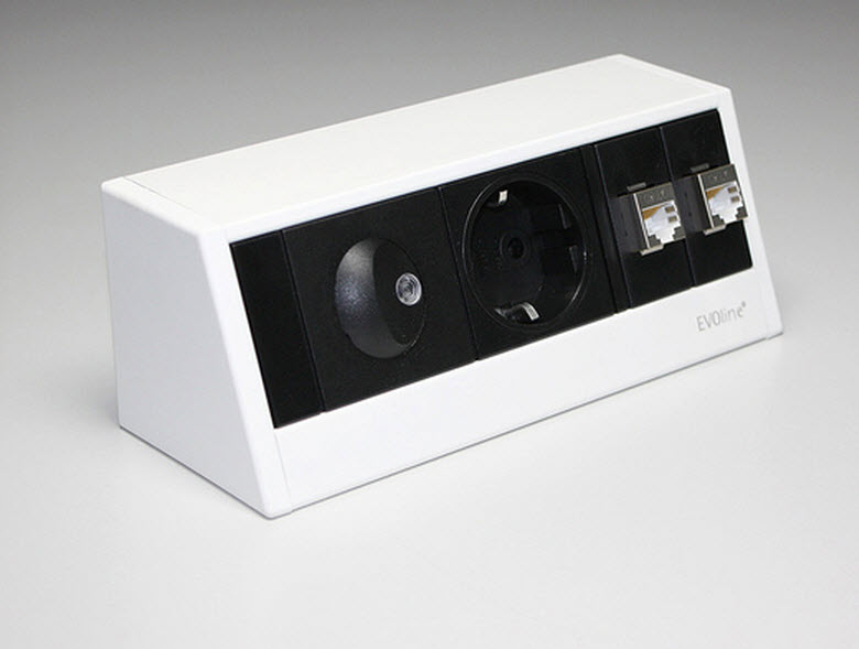 EVOline R-Dock Multimedia / 3x socket / 1x HDMI / 1x VGA / Sides Black-3160