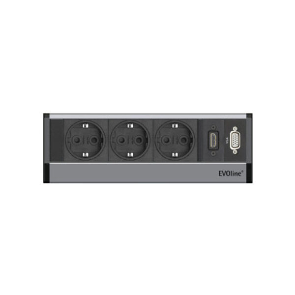 EVOline R-Dock Multimedia / 3x socket / 1x HDMI / 1x VGA / Sides Black-3164