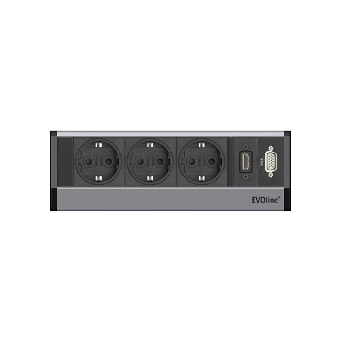 EVOline R-Dock Multimedia / 3x socket / 1x HDMI / 1x VGA / Sides Black-3164