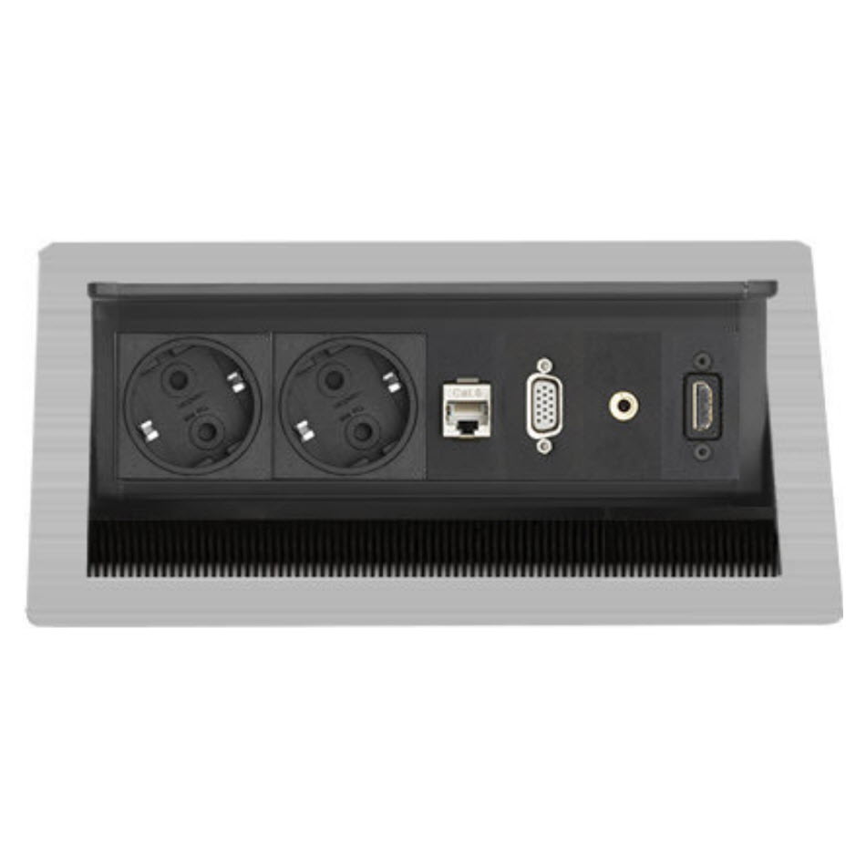 Featured image for “EVOline FlipTop Push M /Netbox /2x pwr /1x RJ45 /VGA /Audio /HDMI”