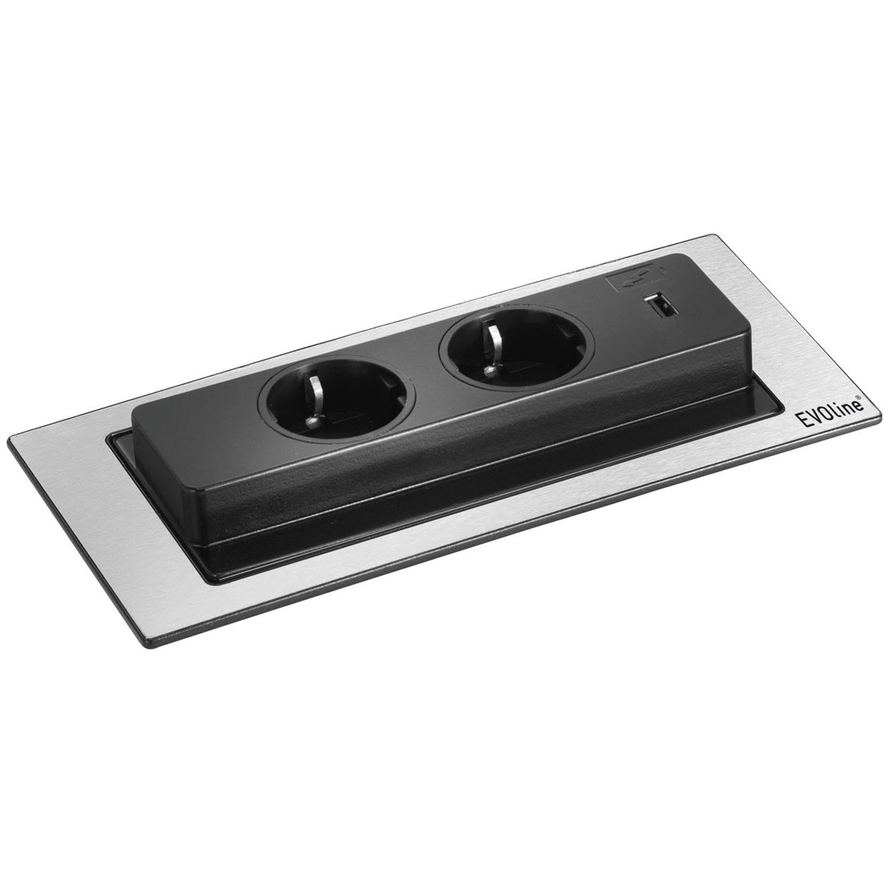 EVOline Backflip black glass top / 2x power socket / 1x USB Charger-3362