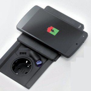 EVOline Square80/ 1x Qi/ 1x power/ 1x USB charger/ 1x RJ45 cable/ Black-0
