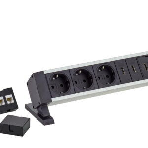 EVOline Dock Square / 2x power / 1x USB charger / Free slot / Silver-3411 EVOline Dock Square / 2x power / 1x USB charger / Free slot / Silver-3411