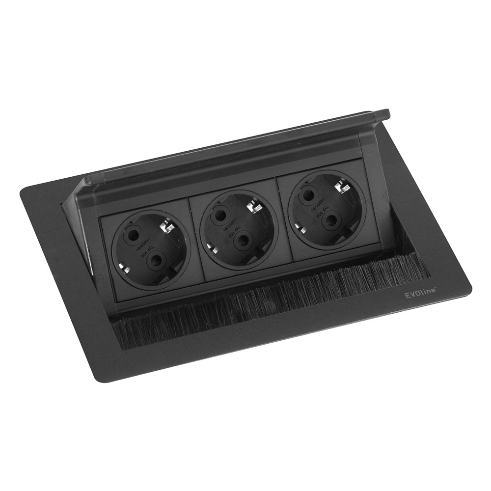 Featured image for “EVOline Fliptop Push S / Netbox 3x power socket / Black painted”