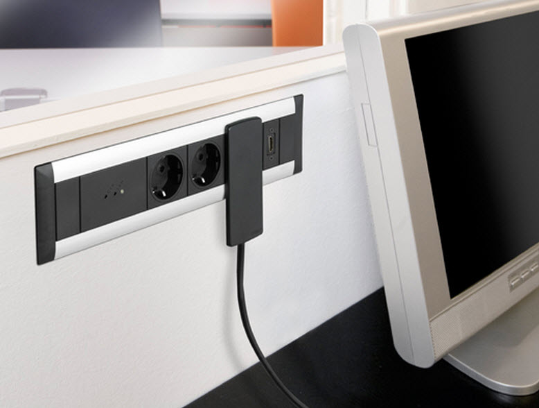 EVOline FrameDock DATA / black anodised / 3x power socket / 2x RJ45-3497