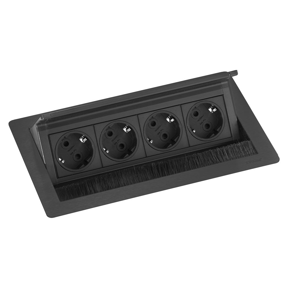 Featured image for “EVOline Fliptop Push M / Netbox 4x power socket / Black painted”