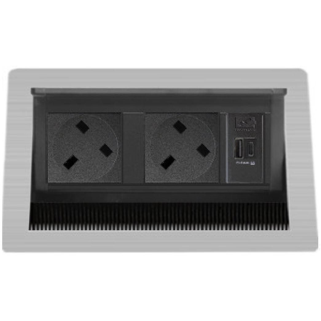 EVOline Fliptop Push S 2x UK power sockets, Double USB charger Type-AC - EVOlineStore