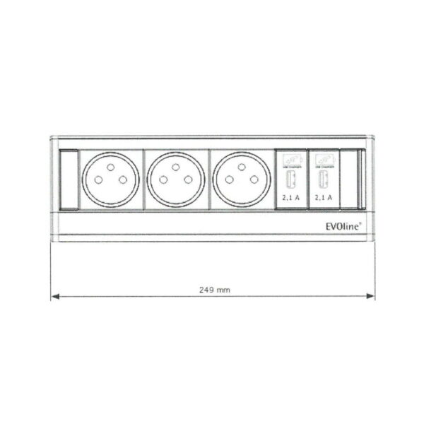 EVOline Dock BF 3x power 2x USB size - EVOlineStore