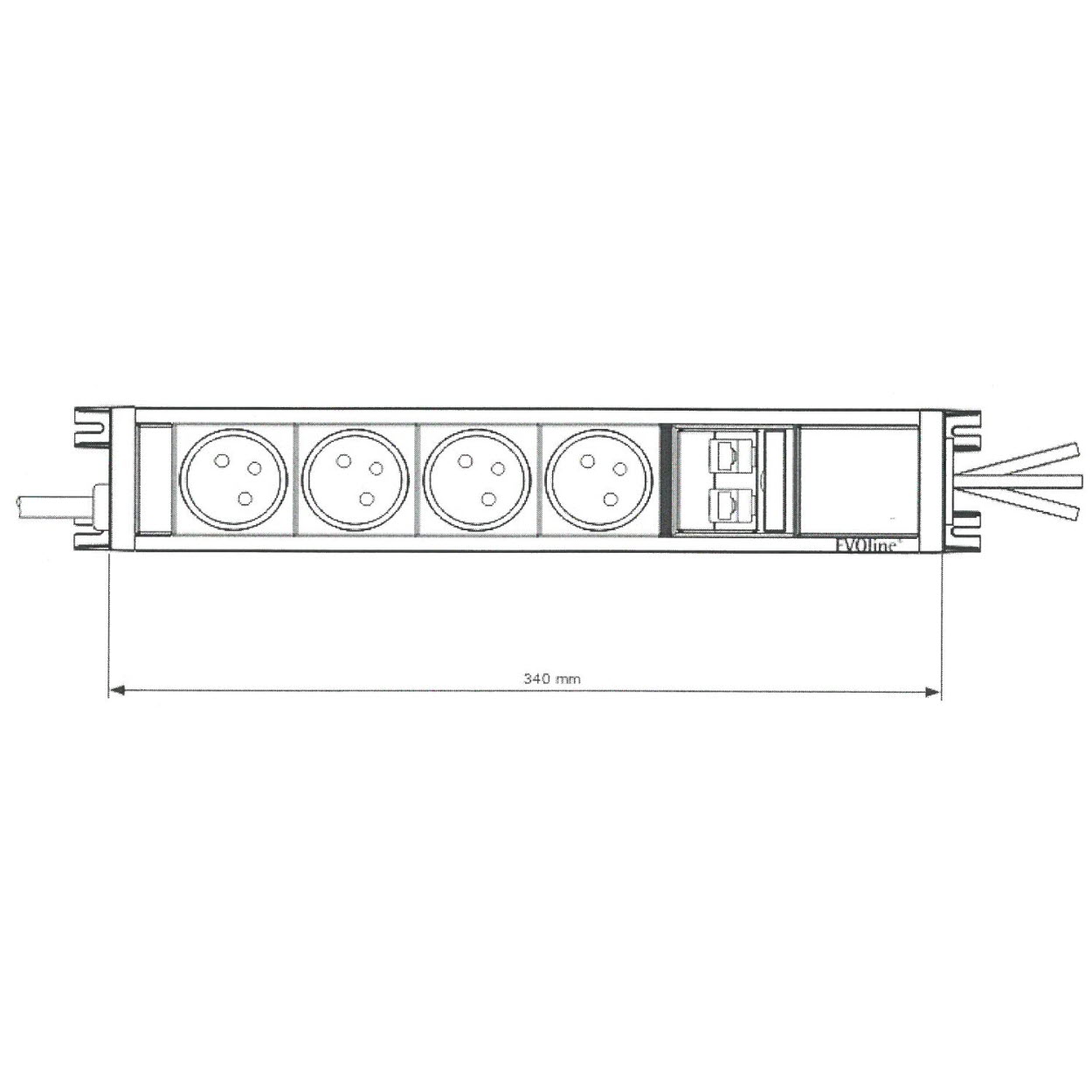 EVOline U-Dock (BF) 4x power 2x RJ45 size - EVOlineStore