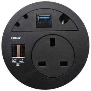 EVOline Circle80 - 3fold cable guide + multimedia - Black - EVOlineStore