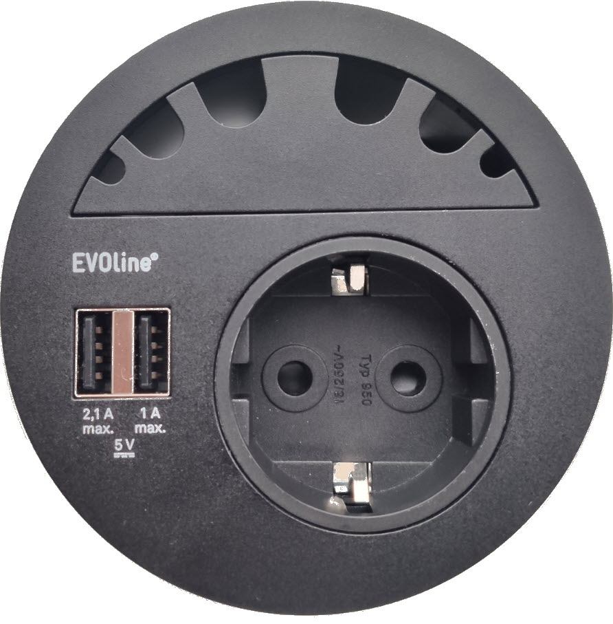 EVOline Circle80 - 6fold cable guide - Black - EVOlineStore