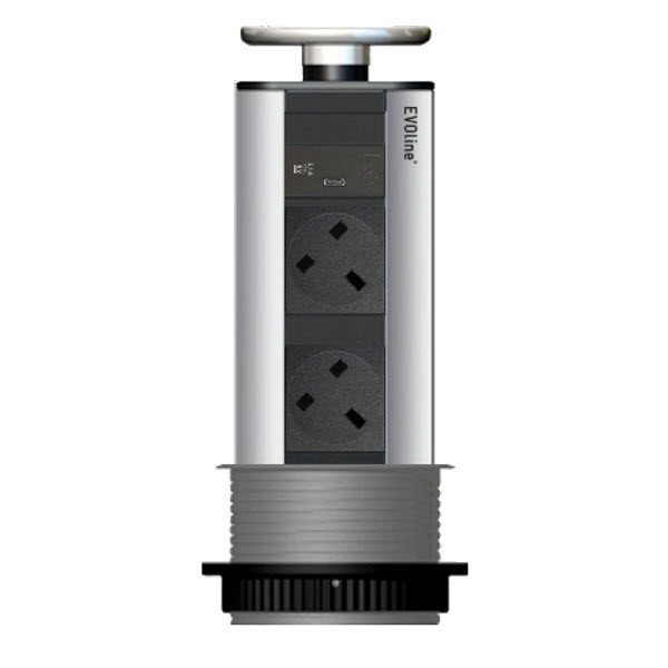 Featured image for “EVOline Port USB type C Charger / Silver / 2x socket / (UK style)”