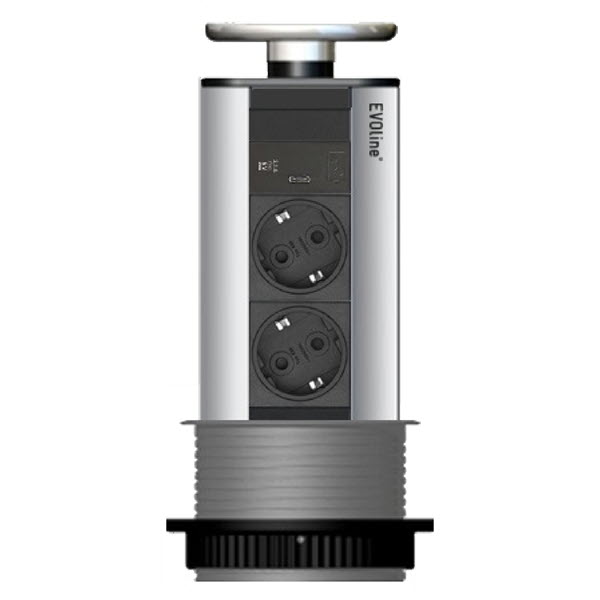 Featured image for “EVOline Port USB type C Charger / Silver / 2x socket”