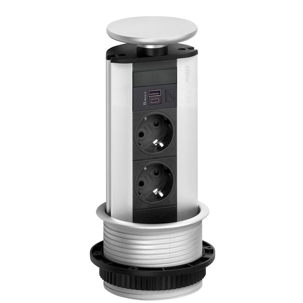 Featured image for “EVOline Port double/dual USB Charger / Silver / 2x socket”