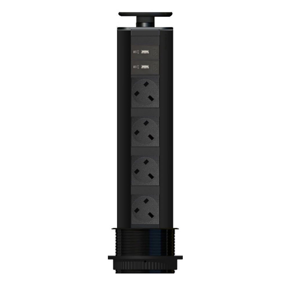 Featured image for “EVOline Port 2x USB Charger / Full Black / 4x socket (UK style)”