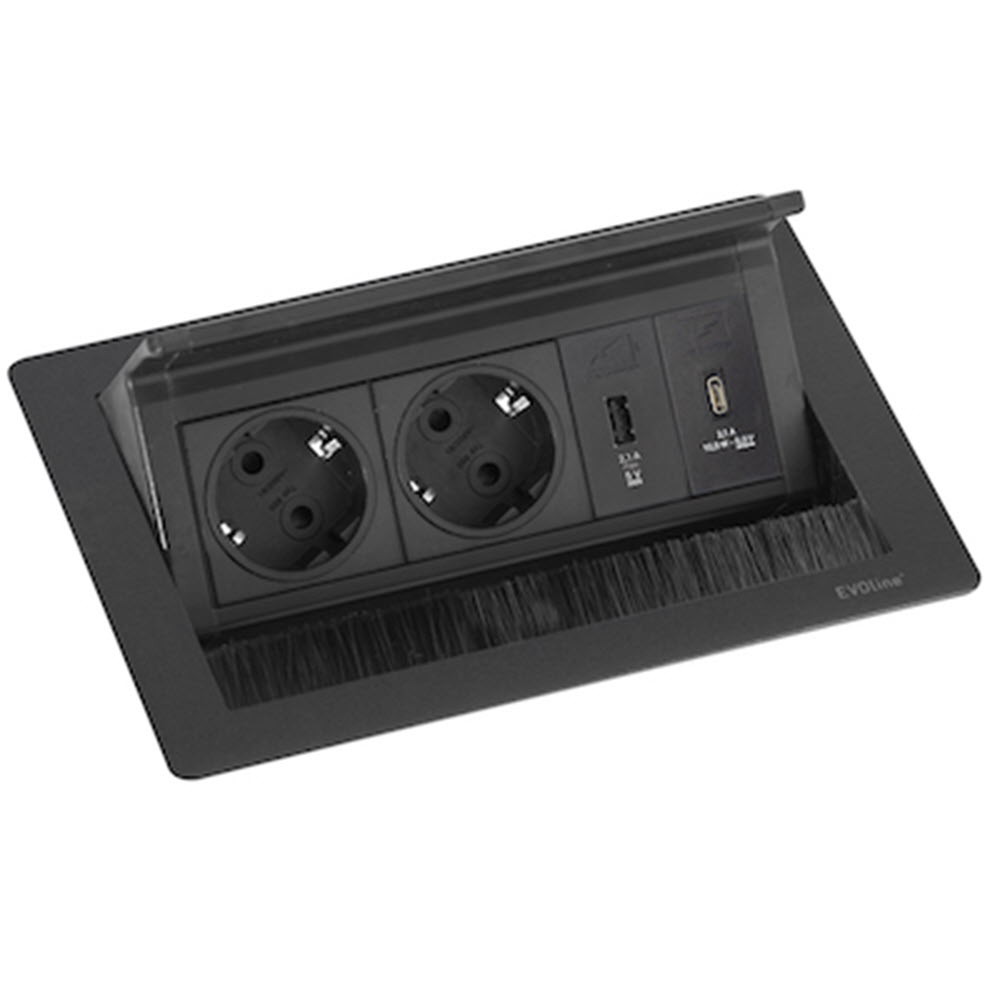 Featured image for “EVOline Fliptop Push S / 2x power / 2x USB Black”